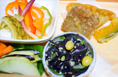 Nukazuke (rice bran pickles), sansai (edible wild plant) dishes…  